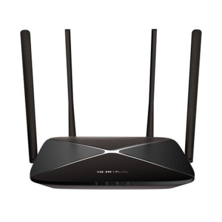 Mercusys AC12G router, 1200 Mbps, 4 külső antenna, fekete, 140x32x222mm