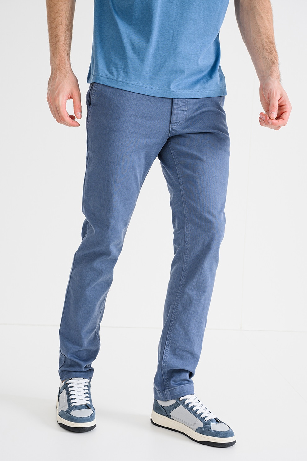 BOSS, Pantaloni chino slim fit cu buzunare oblice, Albastru prafuit, W32-L32