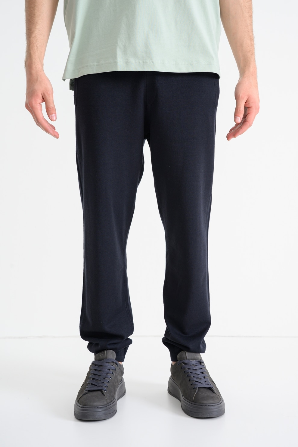 BOSS, Pantaloni de trening cu snur in talie, Negru stins, L