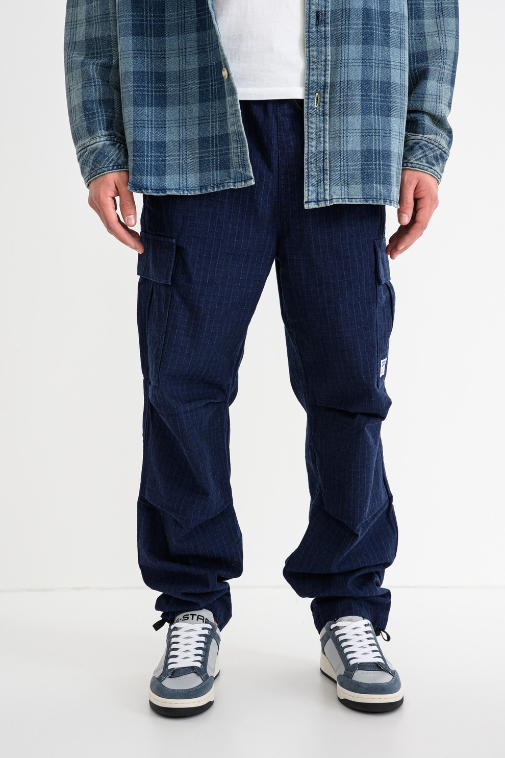 HUGO, Pantaloni cargo relaxed fit cu snururi Gadic, Albastru inchis, M