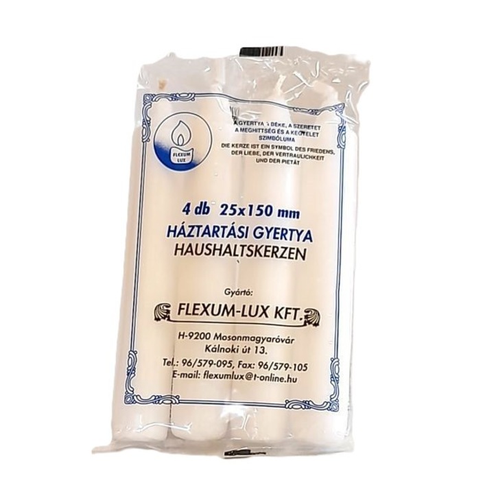Háztartási gyertya 25x150 mm, 4 darab