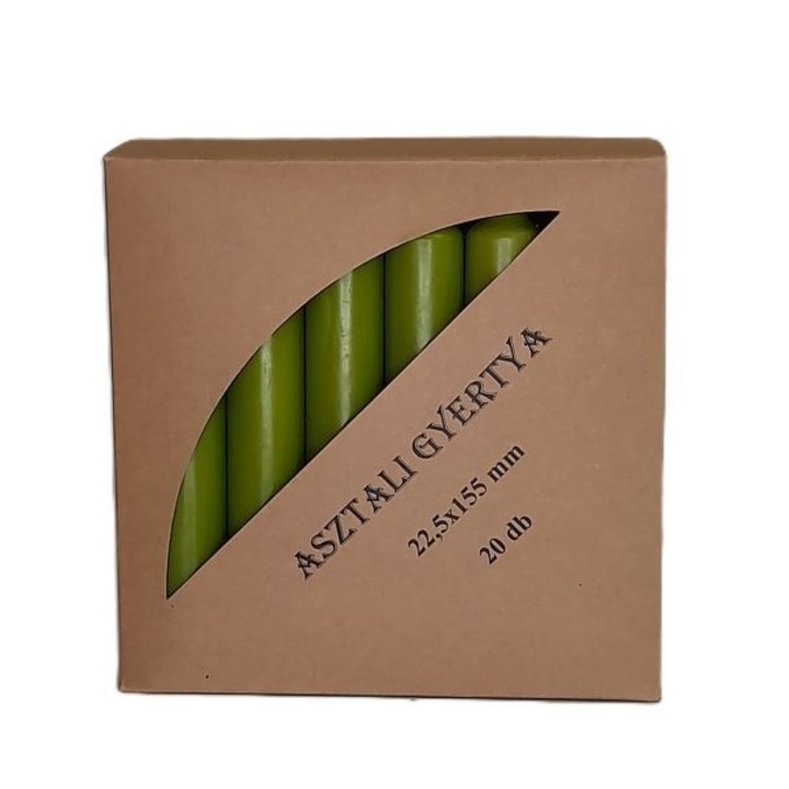 Asztali gyertya 22, 5x155 mm, 20 darab, pisztácia