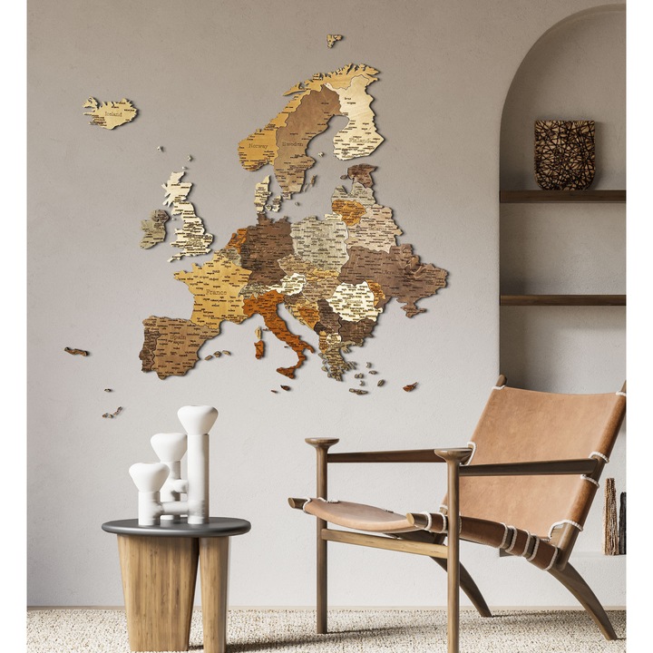 3D Fa Puzzle Európa Térkép 110 x 108 cm - Fali Dekoráció