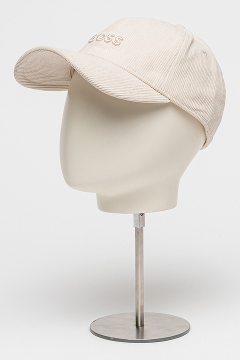 BOSS, Sapca cu logo brodat, Alb murdar