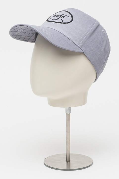 BOSS, Sapca baseball cu logo brodat, Gri cenusiu