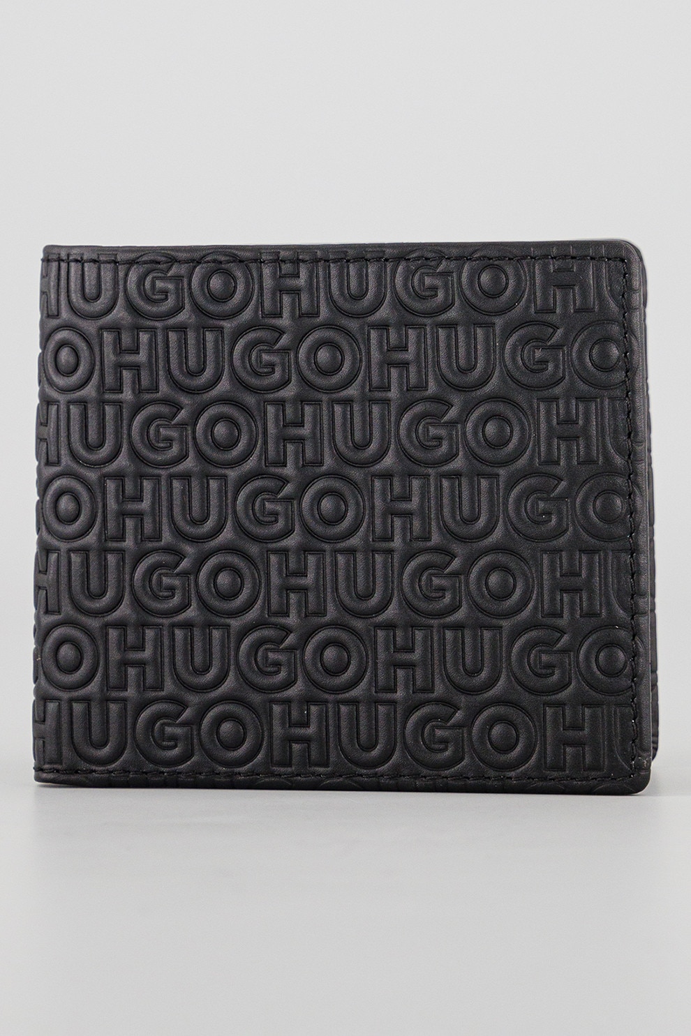 HUGO, Portofel de piele cu logo, Negru