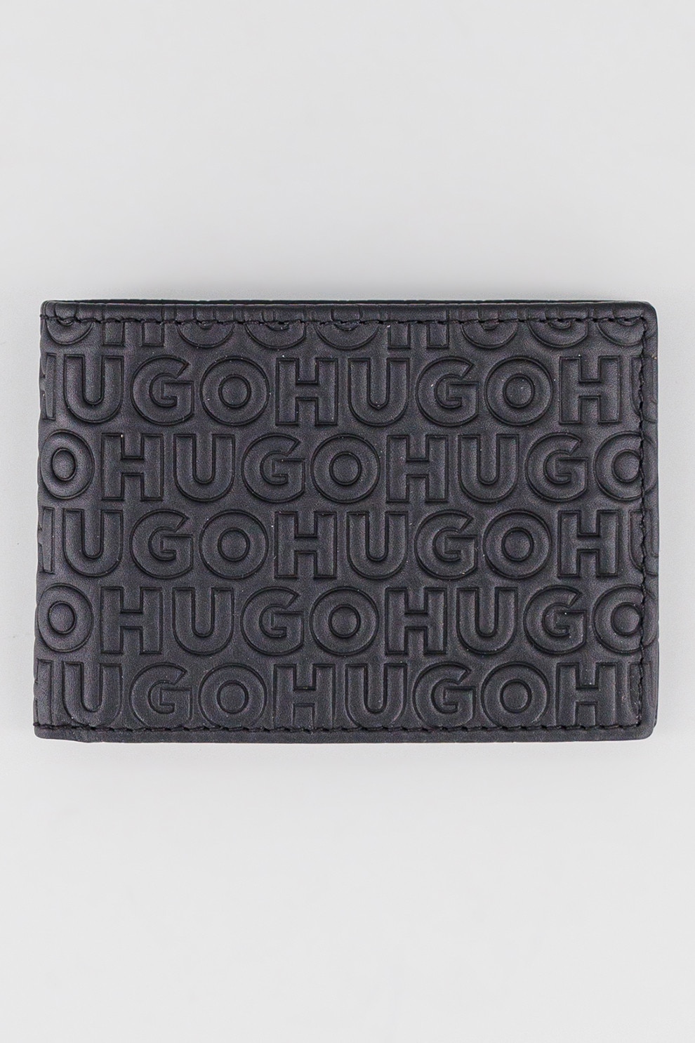 HUGO, Portofel de piele cu logo, Negru