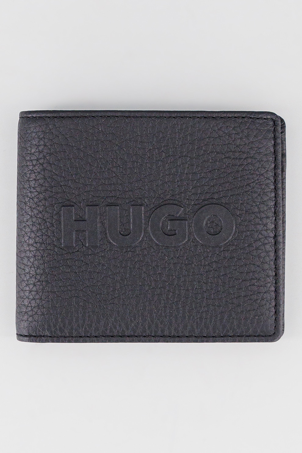 HUGO, Portofel cu logo in relief, Negru
