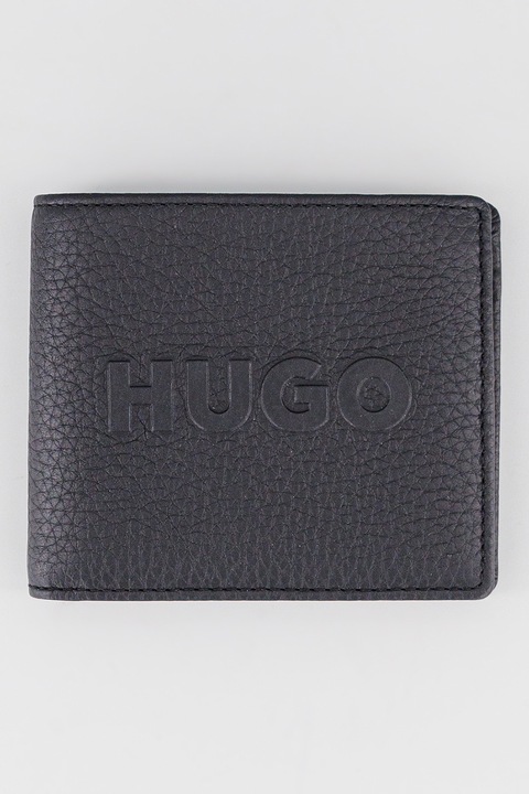 HUGO, Portofel cu logo in relief, Negru