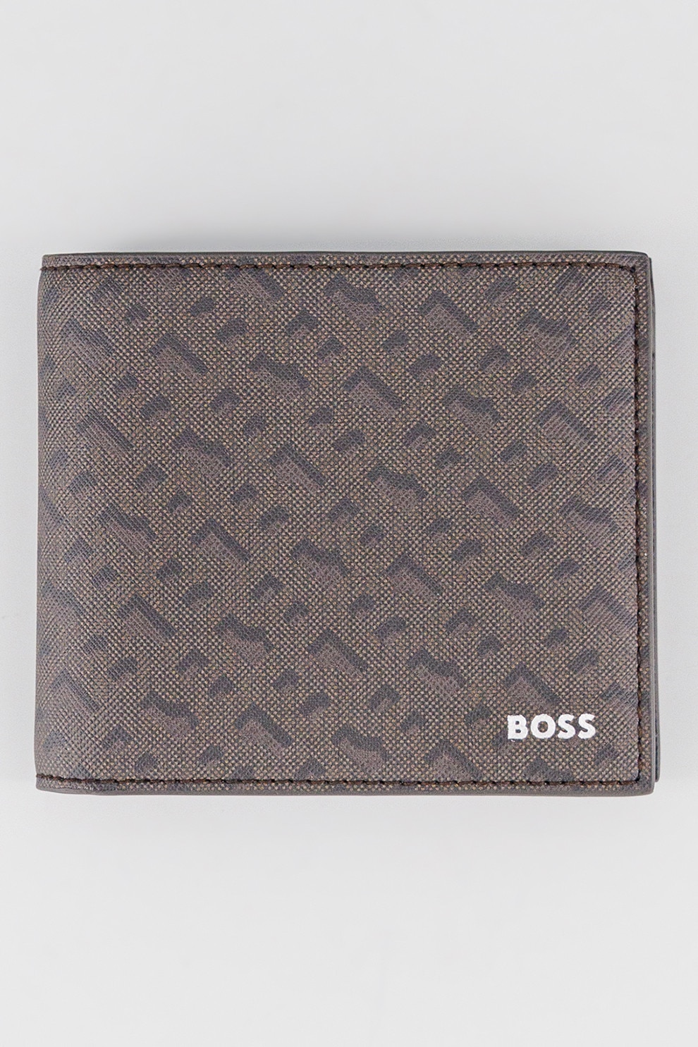 BOSS, Portofel de piele cu model Zair, Negru, Maro