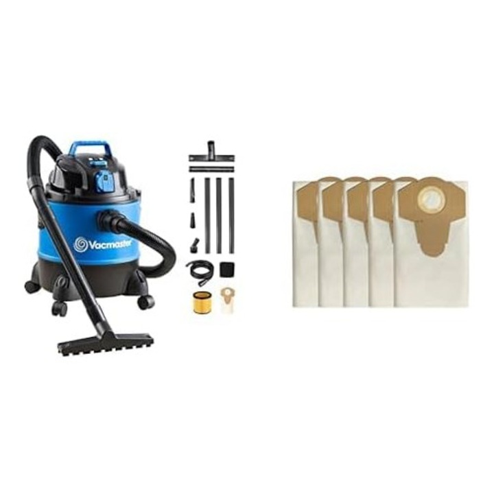 Vacmaster Професионална прахосмукачка за мокро и сухо почистване, VQ1220PFC, 1250W, 20L торбички за прахосмукачки за мокро и сухо почистване - 20 литра x 5 торбички, синя