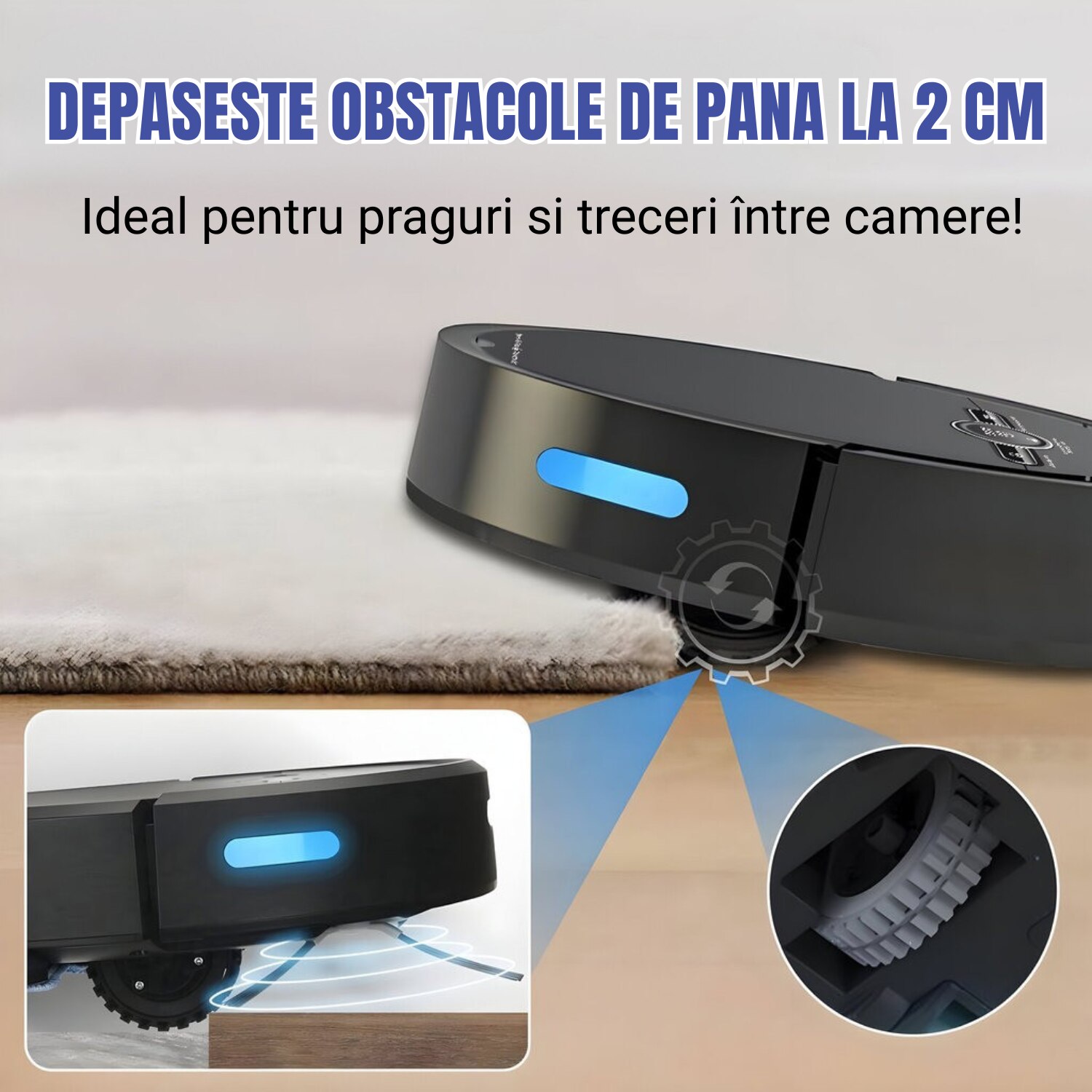 Aspirator Robot AcronicPro® SmartClean, Aspiratie Puternica, Autoincarcare, Stergere uscata, Control WiFi, Mod Silentios, Senzori Anti-cadere, Negru