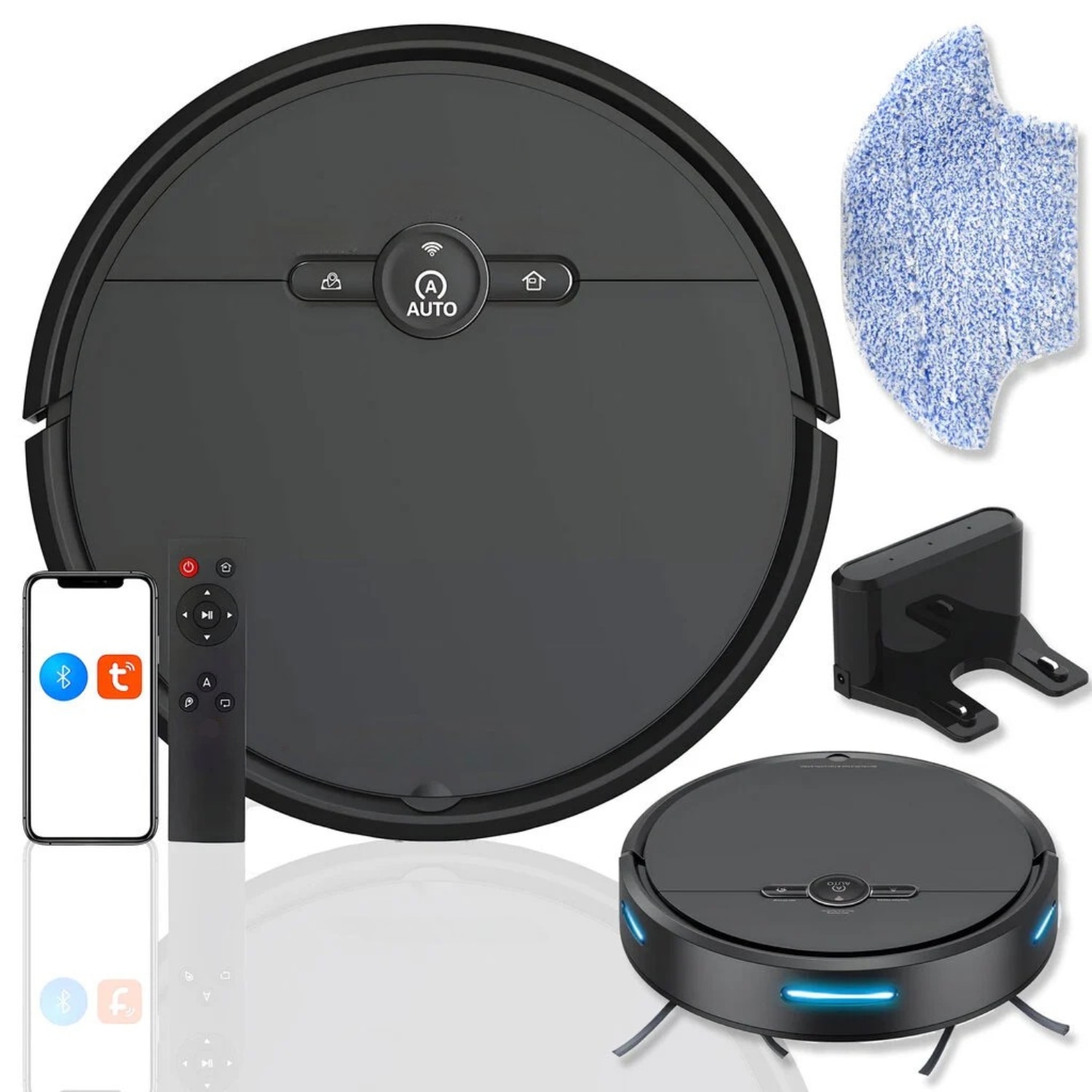 Aspirator Robot AcronicPro® SmartClean, Aspiratie Puternica, Autoincarcare, Stergere uscata, Control WiFi, Mod Silentios, Senzori Anti-cadere, Negru