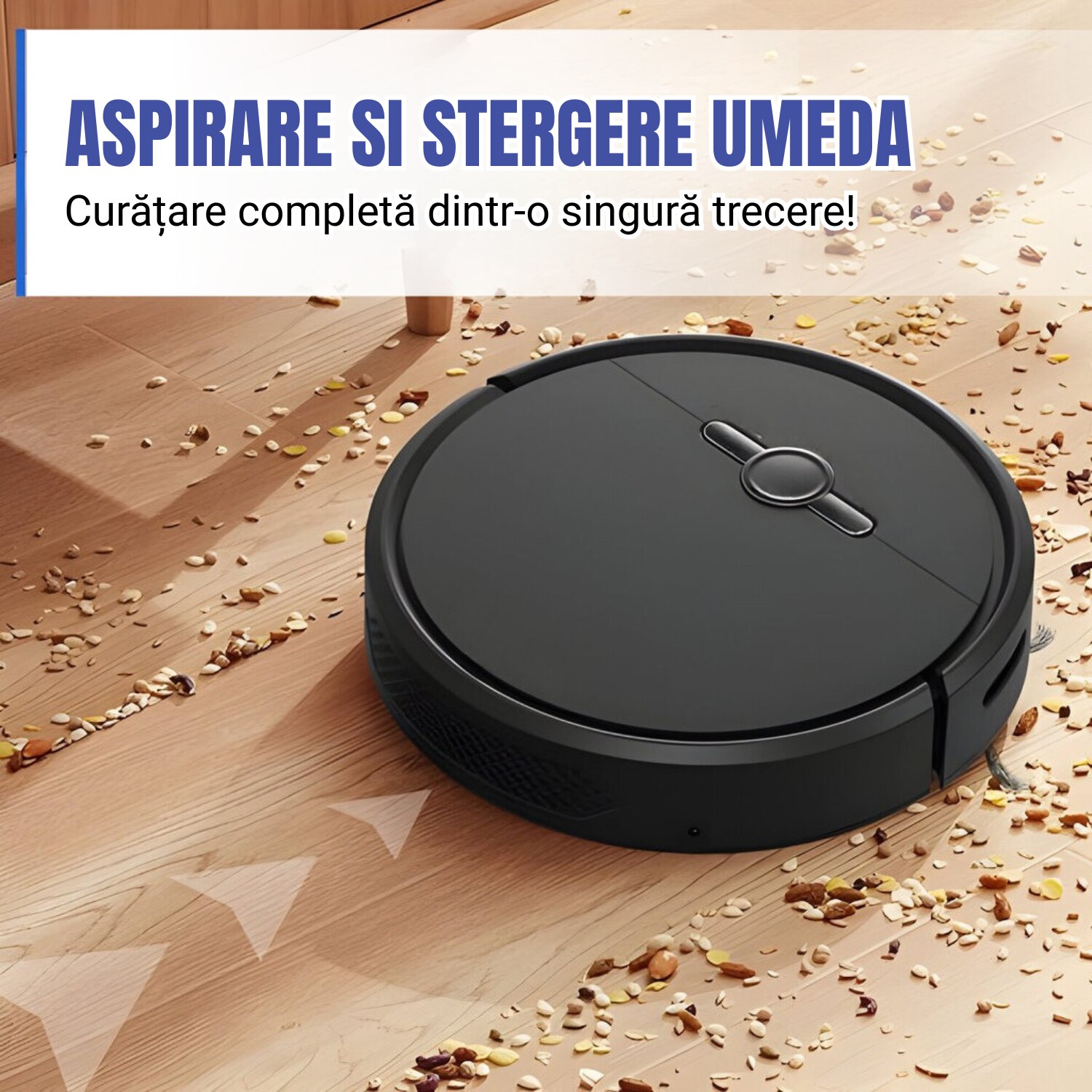 Aspirator Robot AcronicPro® SmartClean, Aspiratie Puternica, Autoincarcare, Stergere uscata, Control WiFi, Mod Silentios, Senzori Anti-cadere, Negru