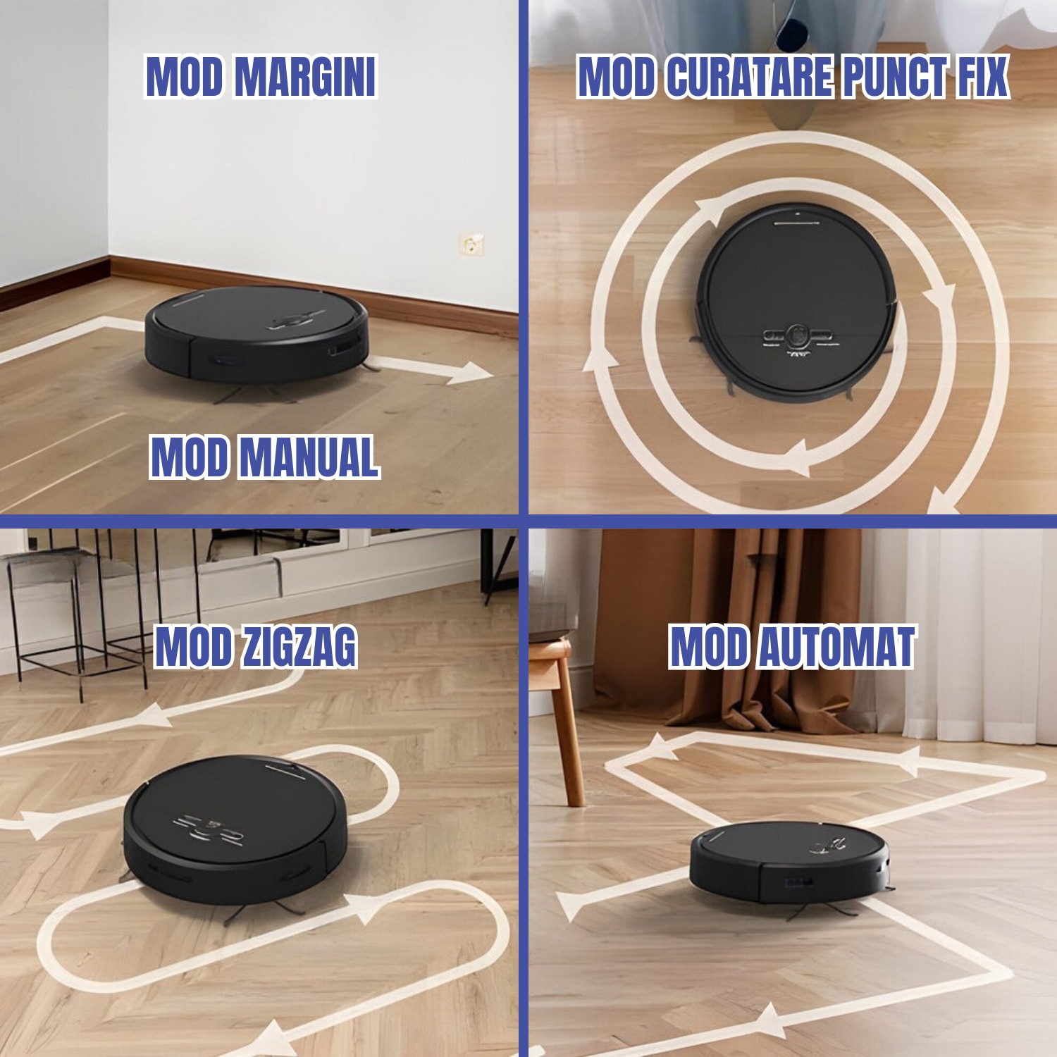 Aspirator Robot AcronicPro® SmartClean, Aspiratie Puternica, Autoincarcare, Stergere uscata, Control WiFi, Mod Silentios, Senzori Anti-cadere, Negru