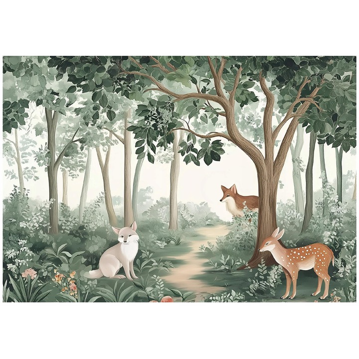 Fotótapéta, gyerekeknek, modern, falra, gyerekeknek, tapéta, erdő, állatok, fal, dekoráció, 150x105 cm, 15597VX3