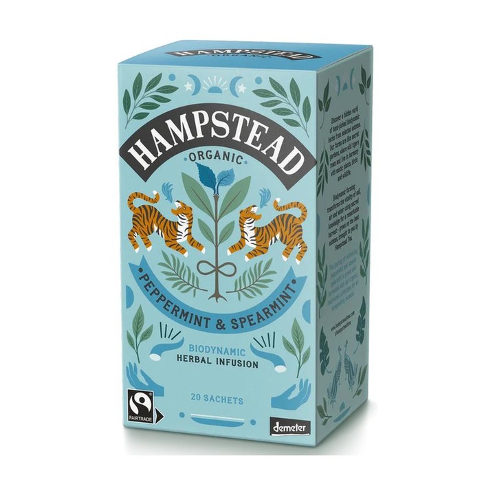 Hampstead bio Peppermint&Spearmint tea - borsmenta fodormenta tea - demeter 20filter 40g