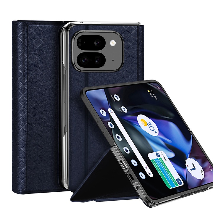 Високозащитен калъф за Google Pixel 9 Pro Fold, Timacondesign, W56, екокожа, син