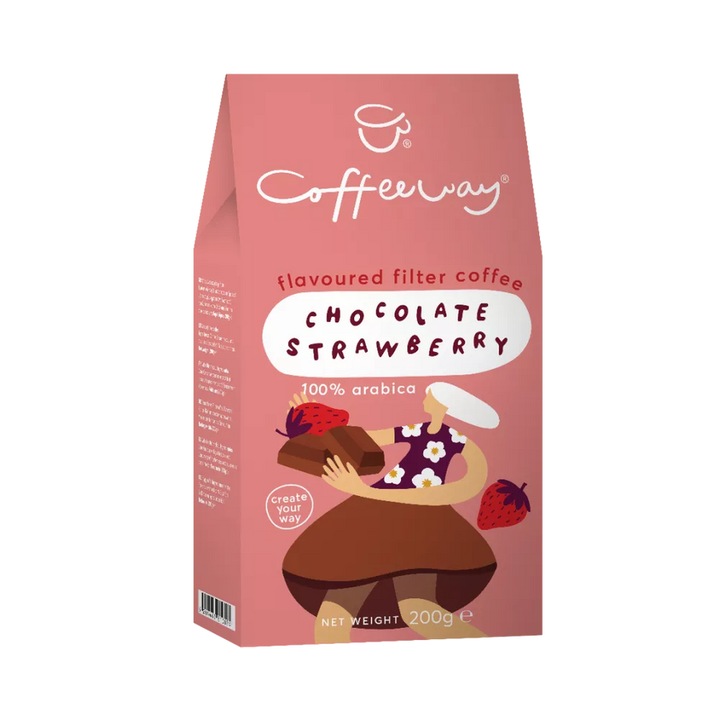 Coffeeway őrölt filter kávé Chocolate Strawberry - csokoládés epres 200g