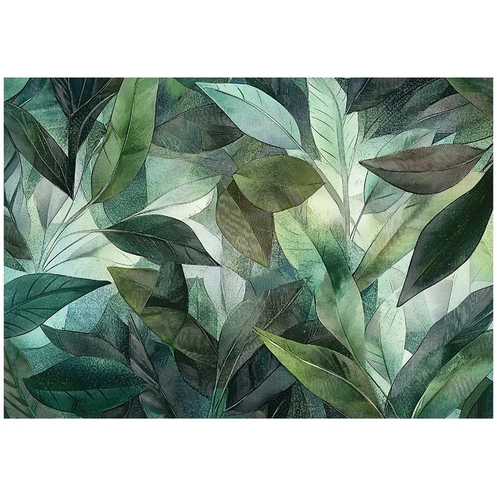 Nappali fotótapéta, levelek, dzsungel, természet, 250x175 cm, Dekoratív, Fal, Nappali, 15605VX5