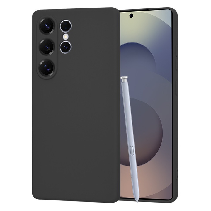 Husă telefon Techsuit SoftFlex, neagră, material textil și silicon, pentru Samsung Galaxy S25 Ultra