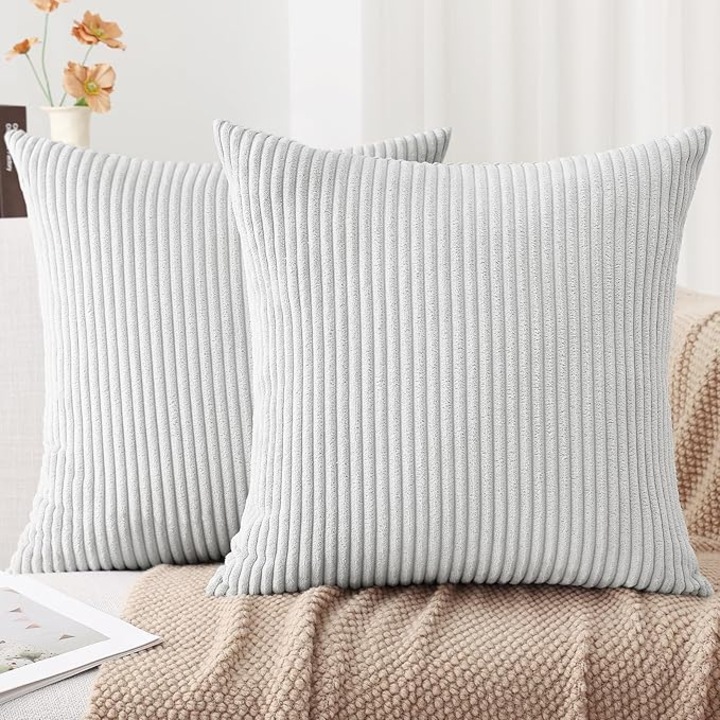 Set 2 fete de perna MIULEE, 50 x 50 cm, textura moale, culoare gri deschis