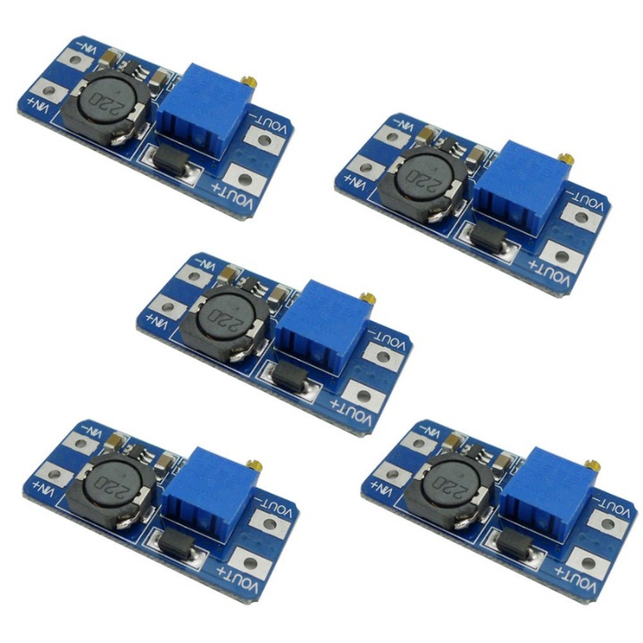 DC-DC feszültségnövelő átalakító, USB tápegység, feszültségszabályozó 2V-24V-ról 5V-28V-ra, egyenáramú átalakító, 5 darab