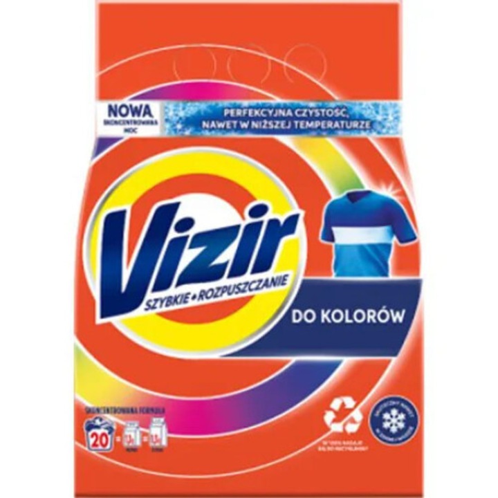 Detergent rufe, Vizir Color, 1.1kg, 20 pachete, eficient in apa rece, concentrat