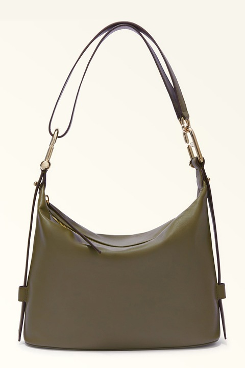 Furla, Bőr válltáska levehető pánttal, Olivazöld