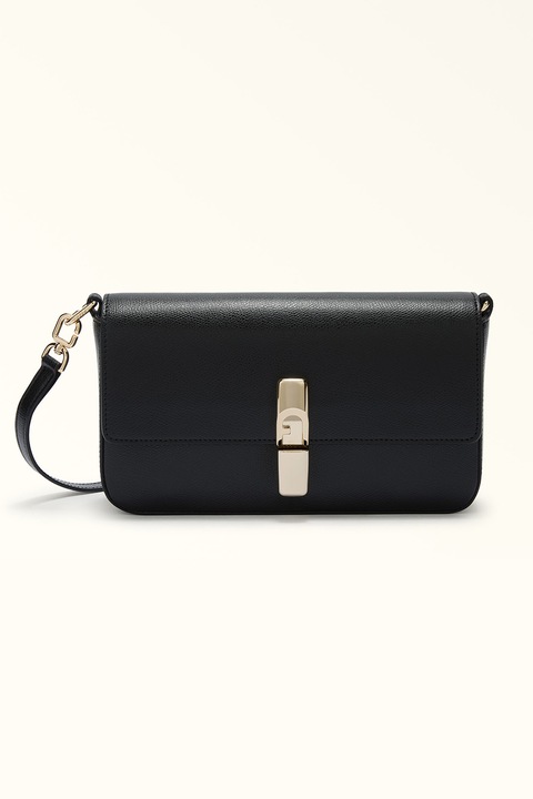 Furla, Кожена чанта през рамо Iride с капаче, Черен