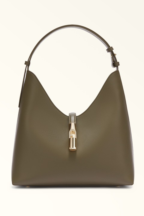 Furla, Кожена чанта Хобо Goccia, Маслинено зелено