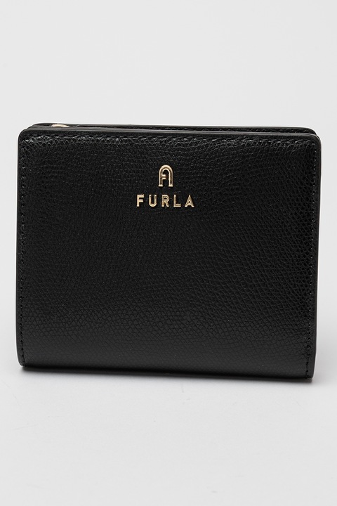 Furla, Кожен портфейл Camelia с метално лого, Черен
