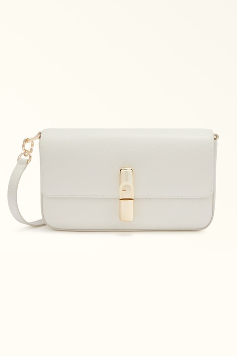 Furla, Кожена чанта през рамо Iride с капаче, Мръснобял