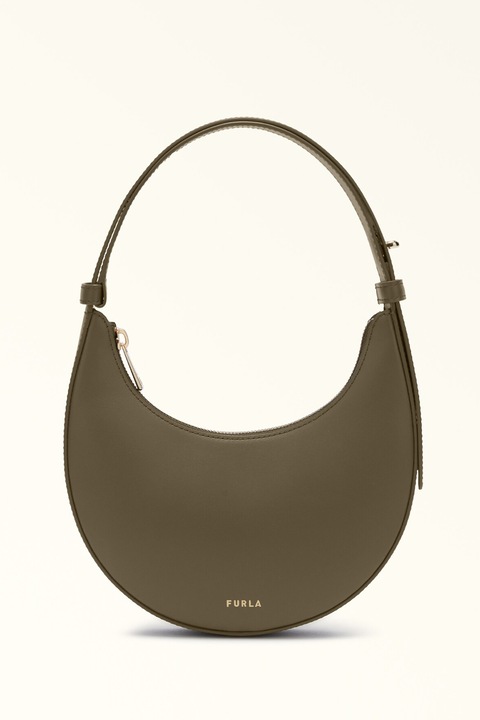 Furla, Кожена чанта-полумесец за рамо Delizia, Тъмнозелен