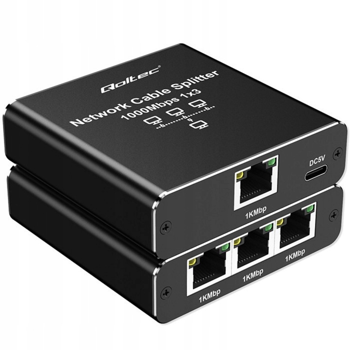 Splitter Ethernet RJ45 Qoltec 52294 Mini Switch Hub Retea 1 la 3 ...