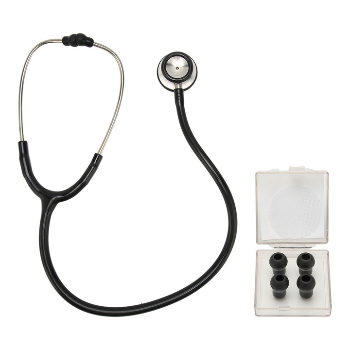 Stetoscop medical cu doua capete Fokelyi, transmisie clara, dopuri moi, durabil, pentru adulti si copii
