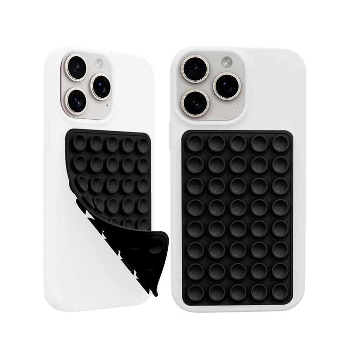 Telefontartó szilikon tapadókorongokkal, 2 darabos szett, erős fogás, fekete