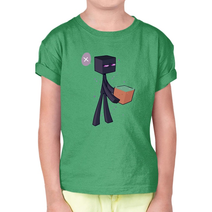 Gyerek rövid ujjú póló Minecraft OPT Enderman, Zöld
