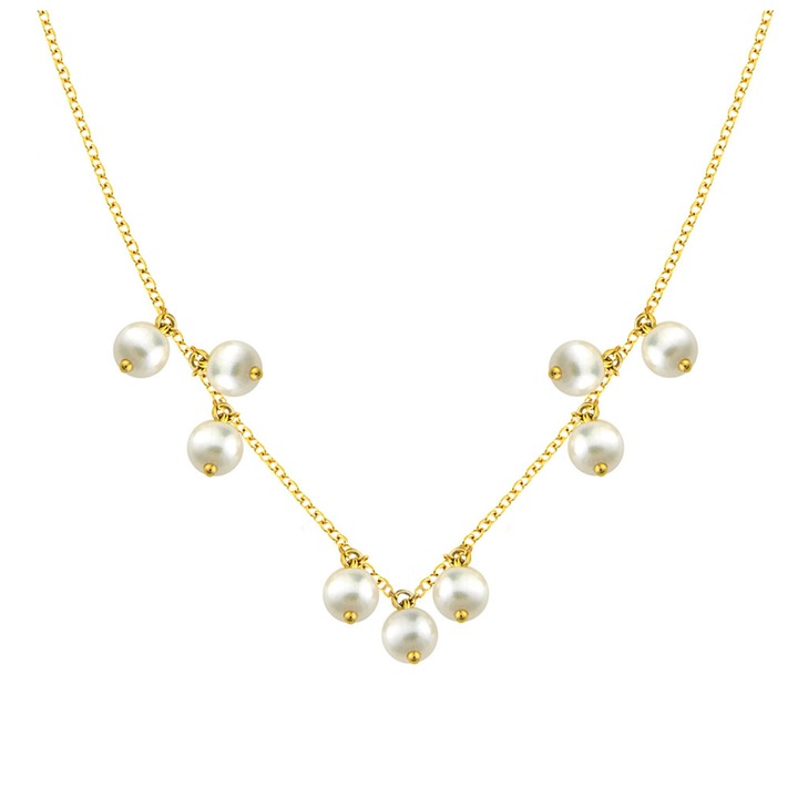 Colier dama Skaras, din aur galben de 14K, cu perle