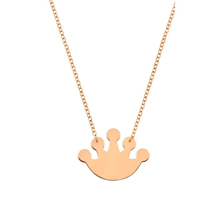 Lant cu pandantiv Ekan, model coroana, din Aur Roz 14K