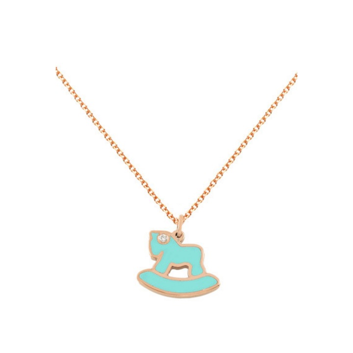 Lant cu pandantiv Ekan, din aur roz de 14K, diamant