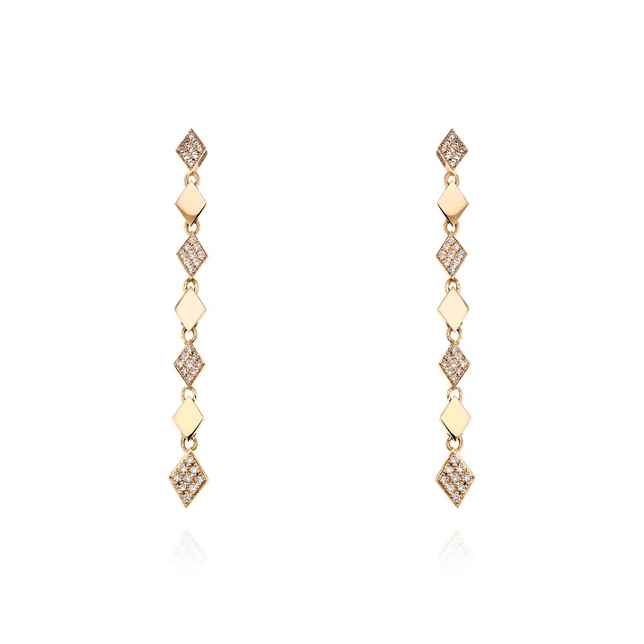 Cercei dama, Geo, din aur roz de 18K, cu diamante