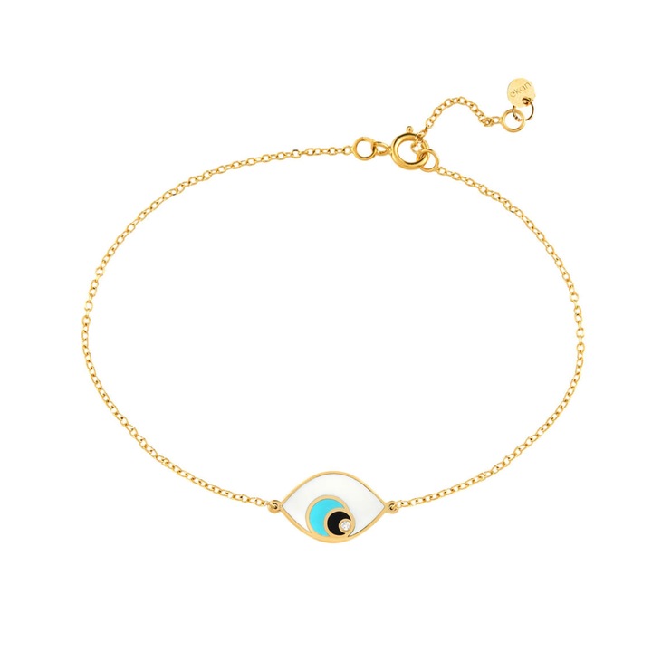 Bratara din aur galben K14 cu diamante si ceramica, Ekan