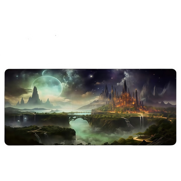 Mousepad gaming, design Moonlit Fairyland, 80x40cm, multicolor, utilizare birou, utilizare desen