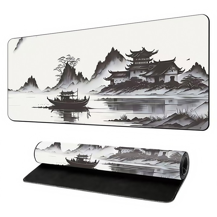 Mousepad gaming, design Jiangnan Misty Rain, 80x40cm