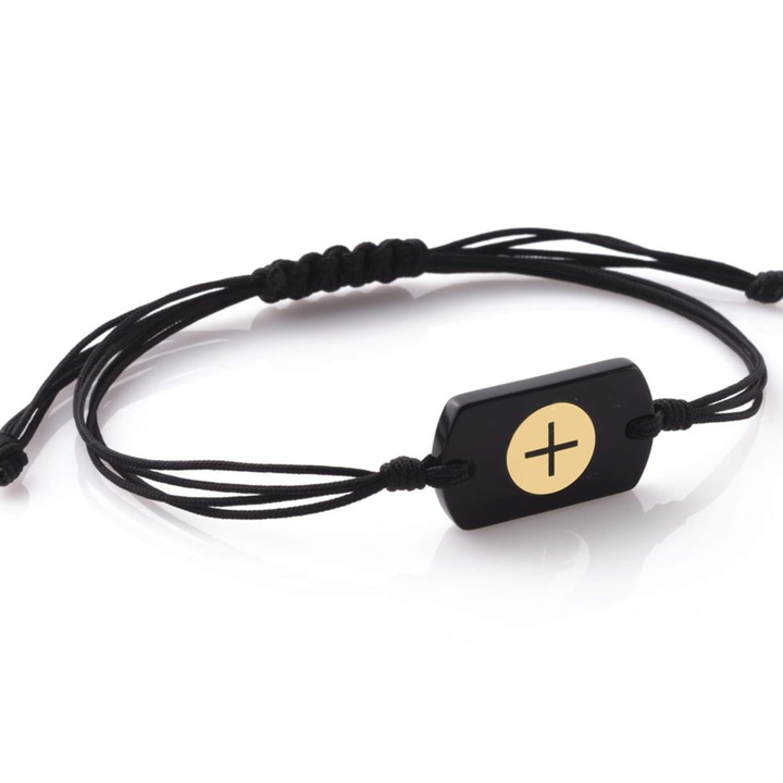 Bratara barbati, Rockman, ceramica si aur galben K14, cu cordon