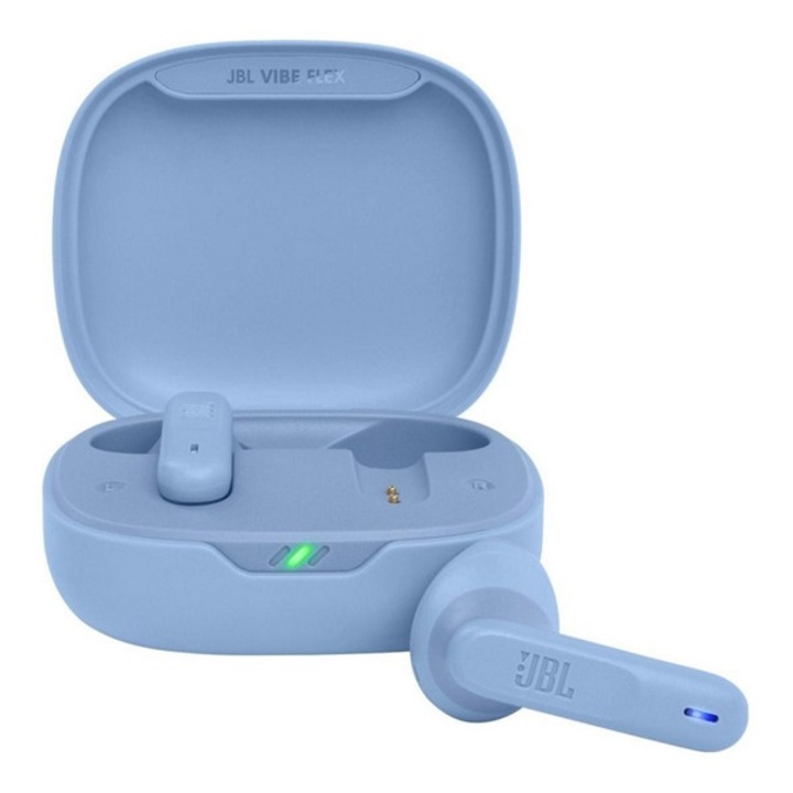Jbl vibe flex bluetooth fülhallgató sztereo, v5.2, tws, mikrofon, mélyhang kiemelés, ip54 + töltőtok, világoskék