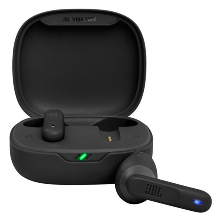 Jbl vibe flex bluetooth fülhallgató sztereo, v5.2, tws, mikrofon, mélyhang kiemelés, ip54 + töltőtok, fekete