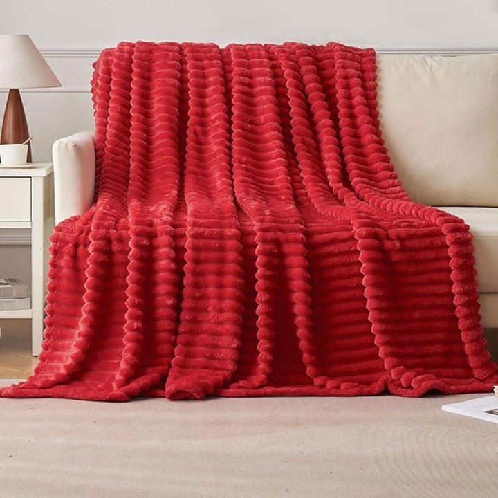 Patura MIULEE, 220 x 240 cm, poliester, culoare rosu