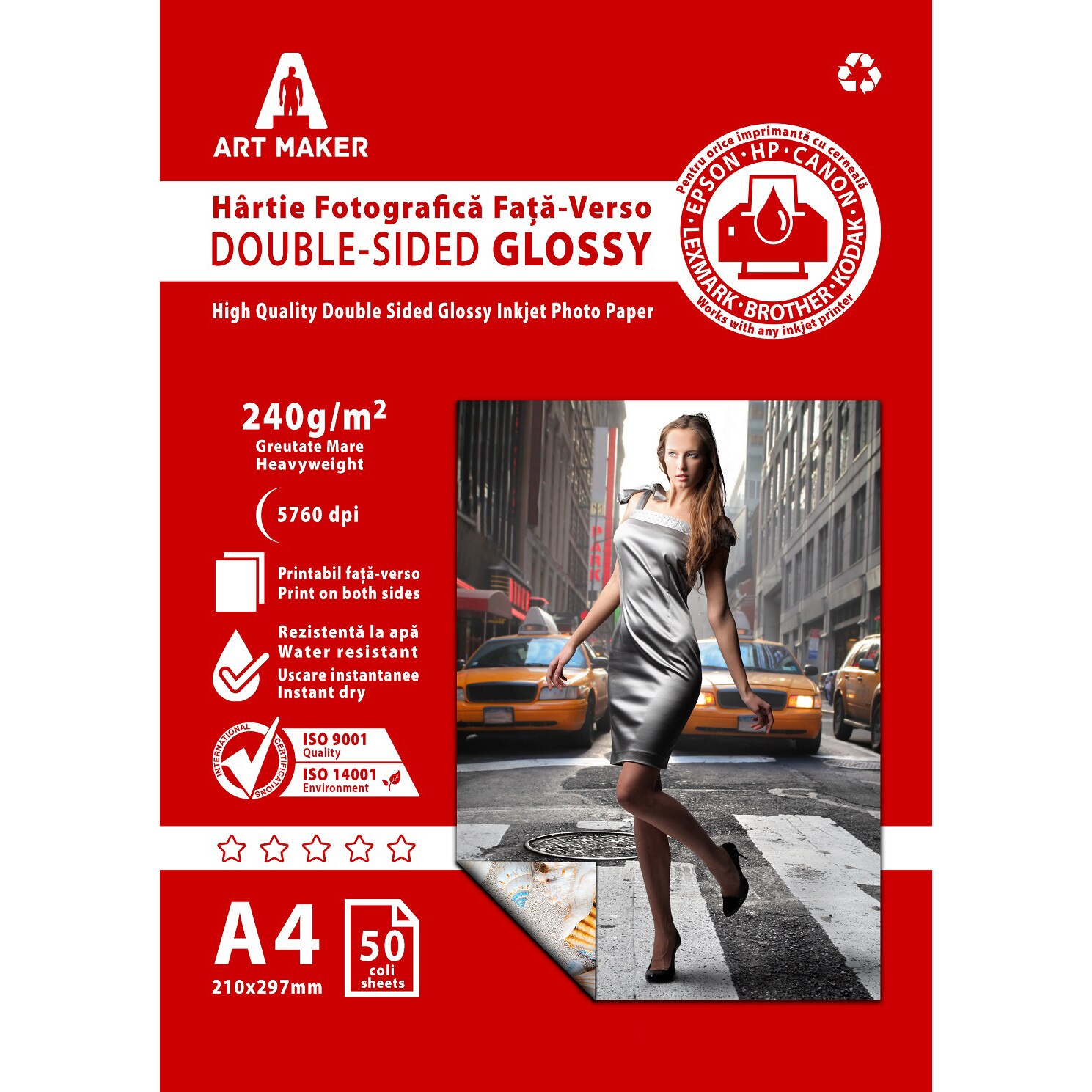 Hartie foto fata-verso Glossy, 230g/mp, A4, 50 coli